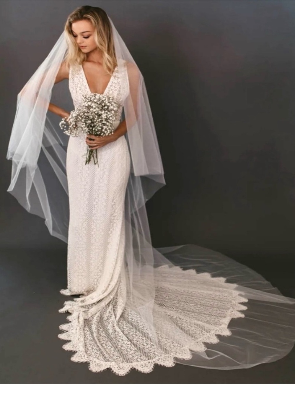 UNTAMED PETALS Jasmine Classic Tulle Bridal Veil NEW Ivory White Cathedral